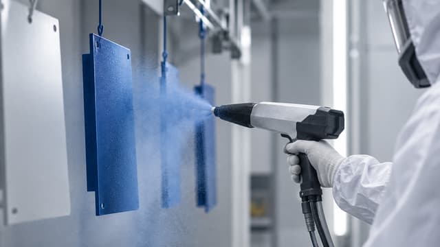 Industrial powder coating application on metal components